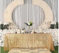 Juya Delight - Mantel rectangular de lentejuelas doradas para bodas, fiestas de cumpleaños, festivales, ceremonias y mesas de postres, 90" x 132", Dorado claro