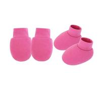 JUYAXIN 1 juego de manoplas y botines de algodón para recién nacidos, antiarañazos, suaves, transpirables, para protección de la piel del bebé, manoplas transpirables para bebé, rosa (b), Talla única