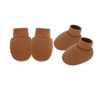 JUYAXIN 1 juego de manoplas y botines de algodón para recién nacidos, antiarañazos, suaves, transpirables, para protección de la piel del bebé, manoplas transpirables para bebé, caramelo, Talla única