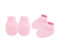 JUYAXIN 1 juego de manoplas y botines de algodón para recién nacidos, antiarañazos, suaves, transpirables, para protección de la piel del bebé, manoplas transpirables para bebé, a, Talla única