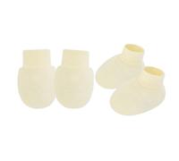 JUYAXIN 1 juego de manoplas y botines de algodón para recién nacidos, antiarañazos, suaves, transpirables, para protección de la piel del bebé, manoplas transpirables para bebé, beige, Talla única