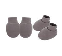 JUYAXIN 1 juego de manoplas y botines de algodón para recién nacidos, antiarañazos, suaves, transpirables, para protección de la piel del bebé, manoplas transpirables para bebé, Lino, Talla única