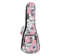 JUYAXIN 2 fundas compactas para ukelele con diseño de bandera con acolchado grueso, mango ergonómico y almacenamiento de múltiples bolsillos para instrumentos de 23 pulgadas, múltiples bolsillos de