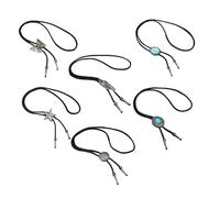 JUYAXIN 6 piezas de cordón de cuero de moda con colgante de metal antiguo, rodeos occidentales, vintage, ajustable, collar y cadena, vete a casa