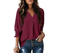 JUYAXIN Blusa de ajuste favorecedor para mujer, mangas tres cuartos, detalle de volantes, realza las siluetas para un aspecto profesional, a, XL