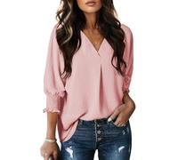 JUYAXIN Blusa de ajuste favorecedor para mujer, mangas tres cuartos, detalle de volantes, realza las siluetas para un aspecto profesional, g, S