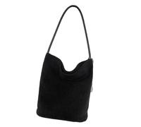 JUYAXIN Bolsa de hombro de pana inspirada en Corea con correa cómoda, espaciosa interior informal con asa superior para mujer, bolsa de cubo de pana para otoño e invierno, Black, One Size