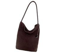 JUYAXIN Bolsa de hombro de pana inspirada en Corea con correa cómoda, espaciosa interior informal con asa superior para mujer, bolsa de cubo de pana para otoño e invierno, café, One Size