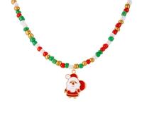 JUYAXIN Collar de fiesta de Navidad, árbol de Papá Noel, decoración de caramelos, cadena de cuello con cuentas, joyería para mujer, accesorio de cuentas para vacaciones, One Size, como se describe