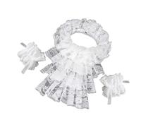 JUYAXIN Conjunto de cuello y puños de encaje con volantes victorianos escalonados, disfraz colonial renacentista, collar falso para Halloween, accesorio de cuello de mujer de moda, blanco, Talla única