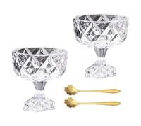 JUYAXIN Cuenco de vidrio grueso para helado, elegante plato para servir postre, queso y ensalada, utensilios de cocina, vidrio grueso, para fiestas