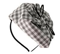 JUYAXIN Diadema a cuadros para mujer, lazo francés, medio sombrero, aro para el pelo, elegante, cena, fiesta, vestido, diadema, accesorios para el pelo