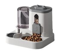 JUYAXIN Dispensador automático de agua para alimentos para mascotas, combo de 2 L, mecanismo de sifón para derrames, juego de cuencos de grado alimenticio, estación de alimentación para mascotas