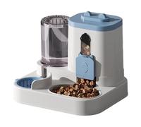 JUYAXIN Dispensador automático de agua para alimentos para mascotas, combo de 2 L, mecanismo de sifón para derrames, juego de cuencos de grado alimenticio, estación de alimentación para mascotas
