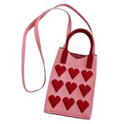JUYAXIN Elegante bolso cruzado con patrón de punto de amor, correa ajustable para mujer, cómodo de llevar, espacioso hombro interior todos los días, Red