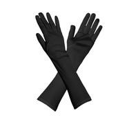JUYAXIN Guantes formales de ópera para mujer, manga suave, longitud al codo, diseño elástico, vestido de noche rojo, guantes unisex suaves para uso diario, Negro, Talla única