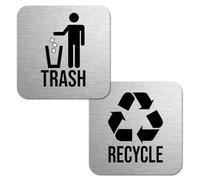 JUYAXIN Juego de 2 pegatinas de basura y reciclaje para interiores y exteriores, cocina, hogar, oficina, organización, cubo de basura y cesta de residuos