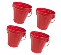 JUYAXIN Juego de 4 cubos de metal para lápices, cubos de hierro con asas, adecuados para escritorio de oficina y decoración de aula, cubo redondo de metal para lápices