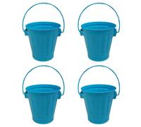 JUYAXIN Juego de 4 cubos de metal para lápices, cubos de hierro con asas, adecuados para escritorio de oficina y decoración de aula, cubo redondo de metal para lápices