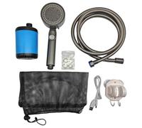 JUYAXIN Juego de ducha portátil para camping, cubo plegable, bombas de viaje para senderismo, viajes, ahorro de agua