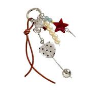 JUYAXIN Llavero de cuerda trenzada con colgante de corazón y estrella, accesorios de mochila de moda para bolso, decoración de bolso, regalo para colgar