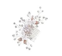 JUYAXIN Lujoso peine de cristal y perlas para novia, con intrincados diseños de flores y cristales para ocasiones especiales