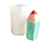 JUYAXIN Moldes de silicona con forma de lápiz para jabón de pilar de resina epoxi, pastel de chocolate, fondant, jabón de silicona, molde de cumpleaños