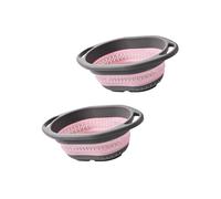 JUYAXIN Paquete de 2 coladores de cocina plegables expandibles de gran capacidad de silicona de grado alimenticio apto para lavavajillas, cesta de almacenamiento plegable para ahorrar espacio