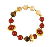 JUYAXIN Pulsera elegante de cuentas de ágata roja natural, accesorio ideal para creadores de tendencias y adultos con mentalidad espiritual, Ágata