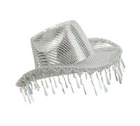 JUYAXIN Sombrero de novia reflectante con gotas de lluvia Panamá para despedida de soltera para espectáculos en vivo de discotecas a la moda