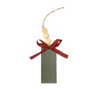 JUYAXIN Tablero colgante de madera con forma rectangular de Navidad con cuentas y tela a cuadros, decoración del hogar, regalo de Navidad con virutas de madera