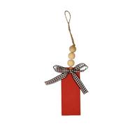 JUYAXIN Tablero colgante de madera con forma rectangular de Navidad con cuentas y tela a cuadros, decoración del hogar, regalo de Navidad con virutas de madera