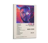 JUYERGWERKJ Kid Cudi Album Man On The Chosen Tracklist Póster estético decorativo para pared, pintura vintage en lienzo para sala de estar, dormitorio, 40 x 60 cm, estilo marco