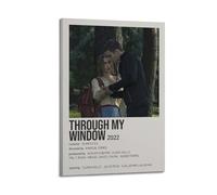 JUYERGWERKJ Póster decorativo con texto en inglés "Through My Window" para decoración de pared, lienzo vintage para sala de estar, dormitorio, 30 x 45 cm, estilo marco