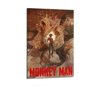 JUYERGWERKJ Póster estético de la película Monkey Man 2 pósteres decorativos para pared, decoración de lienzo vintage para sala de estar, dormitorio, 20 x 30 cm, estilo marco