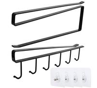 Juyibaao 2 Piezas Colgador Tazas, Soporte Tazas Colgante y Portarrollos de Papel Cocina Sin Taladro con 4 Tornillo Adhesivo, Organizador Tazas Multifuncional Negro para Inicio Oficina Café Bar
