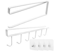 Juyibaao 2 Piezas Colgador Tazas, Soporte Tazas Colgante y Portarrollos de Papel Cocina Sin Taladro con 4 Tornillo Adhesivo, Organizador Tazas Multifuncional Blanco para Inicio Oficina Café Bar