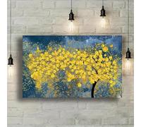 JUYIOPAX Abstract Leaves Painting Canvas Prints Golden and Silver Trees Wall Art Modern Home Living Room Wall Decor(20x30cm/Internal Frame)