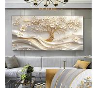 JUYIOPAX White Flower Gold Tree Abstract Art Posters Wall arts Decor Living Room Bedroom Home Office Decor(30x60cm/Frameless)