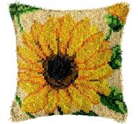 JUYIYUANFUZH Kit De Gancho De Pestillo De CojíN Kit Ganchillo Juego De Cojines De Anudado Girasol E Kits De Gancho De Pestillo Para Adultos 43 X 43 Cm
