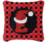 JUYIYUANFUZH Kit De Gancho De Pestillo De CojíN Kit Ganchillo Juego De Cojines De Anudado Letra 2 Con Gorro De Papá Noel Kits De Gancho De Pestillo Para Adultos 43 X 43 Cm