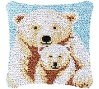 JUYIYUANFUZH Kit De Gancho De Pestillo De CojíN Kit Ganchillo Juego De Cojines De Anudado Mamá Osa Blanca Y Cachorro B Kits De Gancho De Pestillo Para Adultos 43 X 43 Cm