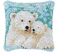 JUYIYUANFUZH Kit De Gancho De Pestillo De CojíN Kit Ganchillo Juego De Cojines De Anudado Mamá Osa Blanca Y Cachorro A Kits De Gancho De Pestillo Para Adultos 43 X 43 Cm