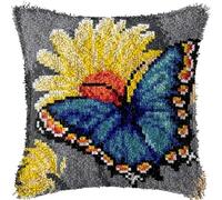 JUYIYUANFUZH Kit De Gancho De Pestillo De CojíN Kit Ganchillo Juego De Cojines De Anudado Mariposa C Kits De Gancho De Pestillo Para Adultos 43 X 43 Cm