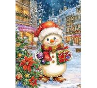 JUYIYUANFUZH Kit Inicio Bordado 11CT ÁRbol De Navidad Y MuñEco De Nieve 1 Kit Punto De Cruz Con Hilos Y Tela Punto De Cruz Principiantes Adultos 15.7 * 19.7In