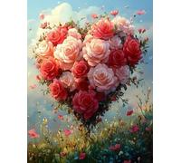 JUYIYUANFUZH Kit Inicio Bordado 11CT El Lenguaje Del Amor En Las Flores 5 Kit Punto De Cruz Con Hilos Y Tela Punto De Cruz Principiantes Adultos 15.7 * 19.7In