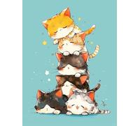 JUYIYUANFUZH Kit Inicio Bordado 11CT Gato Apilado 10 Kit Punto De Cruz Con Hilos Y Tela Punto De Cruz Principiantes Adultos 15.7 * 19.7In