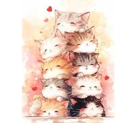 JUYIYUANFUZH Kit Inicio Bordado 11CT Gato Apilado 11 Kit Punto De Cruz Con Hilos Y Tela Punto De Cruz Principiantes Adultos 15.7 * 19.7In