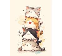 JUYIYUANFUZH Kit Inicio Bordado 11CT Gato Apilado 4 Kit Punto De Cruz Con Hilos Y Tela Punto De Cruz Principiantes Adultos 15.7 * 19.7In