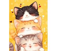 JUYIYUANFUZH Kit Inicio Bordado 11CT Gato Apilado 5 Kit Punto De Cruz Con Hilos Y Tela Punto De Cruz Principiantes Adultos 15.7 * 19.7In